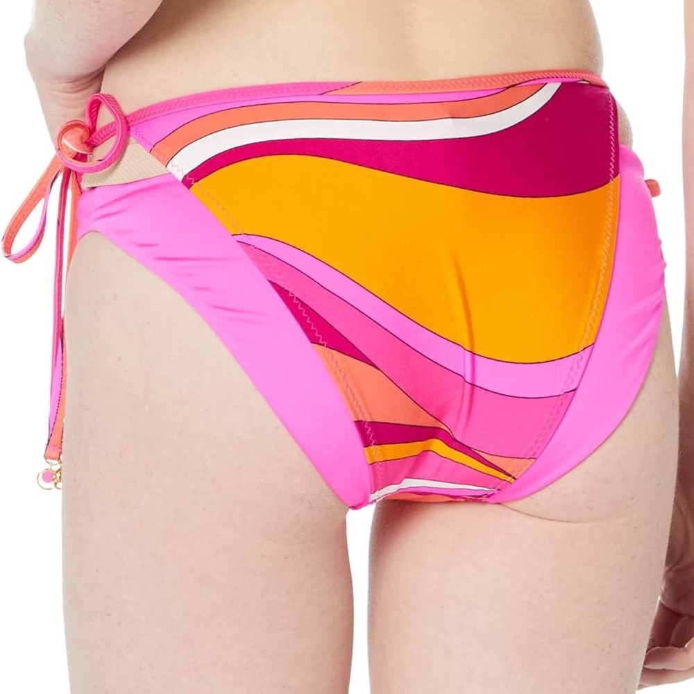 Trina Turk Vivid Vista Layered Tie Side Pink and Orange Bikini Bottom Size 4 NWT - Picture 10 of 11